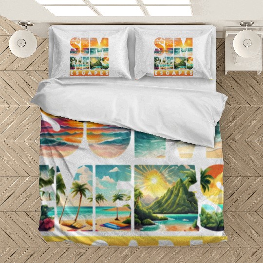 Tropical Sunset Beach Scene Bedding Sets