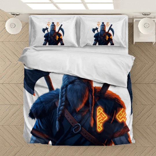Viking Warrior with Axes and Fur Bedding Sets