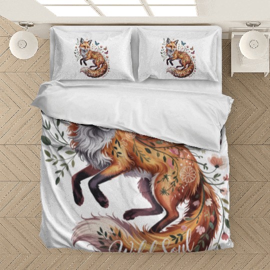 Enchanted Fox with Floral Accents Bedding Sets