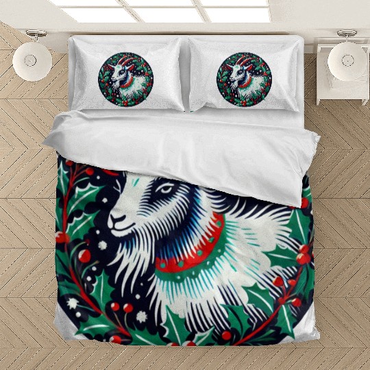 Festive Yule Goat Nordic Holiday Design Bedding Sets