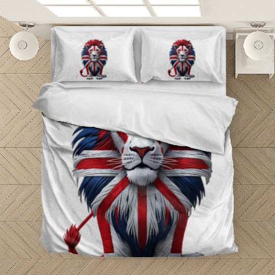 British Lion with Union Jack Flag Graphic Design Bedding Sets
