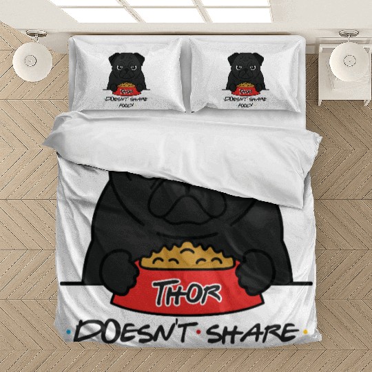 Grumpy Pug with Food Bowl Bedding Sets