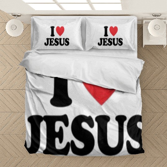 Heart and Cross with I Love Jesus Message Bedding Sets