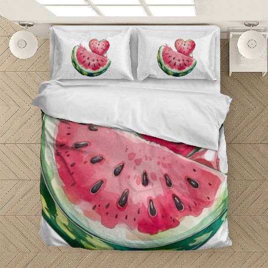 Watermelon Heart Fruit Illustration Bedding Sets