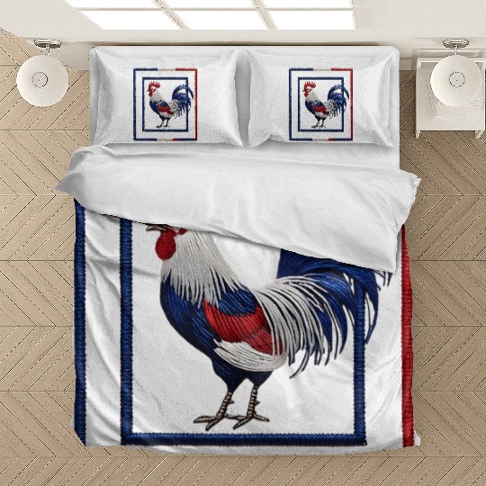 French Rooster Blue White Red National Flag Design Bedding Sets
