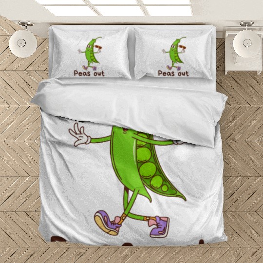 Playful Pea Out Character for Casual Wear Bedding Sets