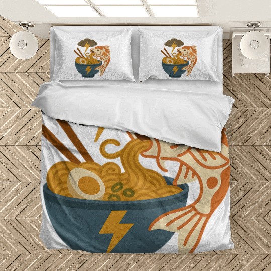 Electrified Fish Ramen Illustration Bedding Sets