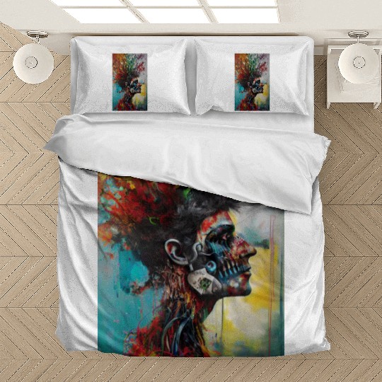 Vibrant Nature-Inspired Human Portrait Bedding Sets