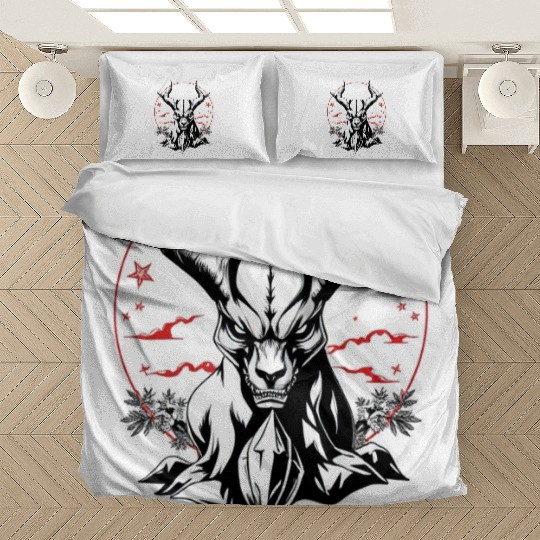 Mythic Horned Skull Illustration Bedding Sets