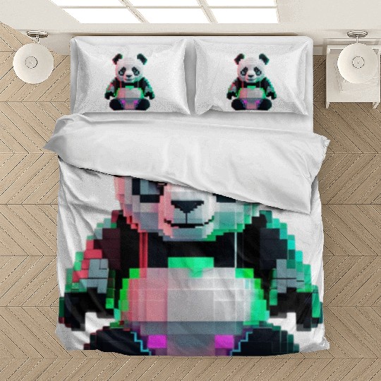 Pixel Art Cyber Panda Toy Bedding Sets