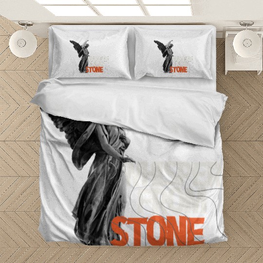 Angel Statue with Bold Typography Bedding Sets