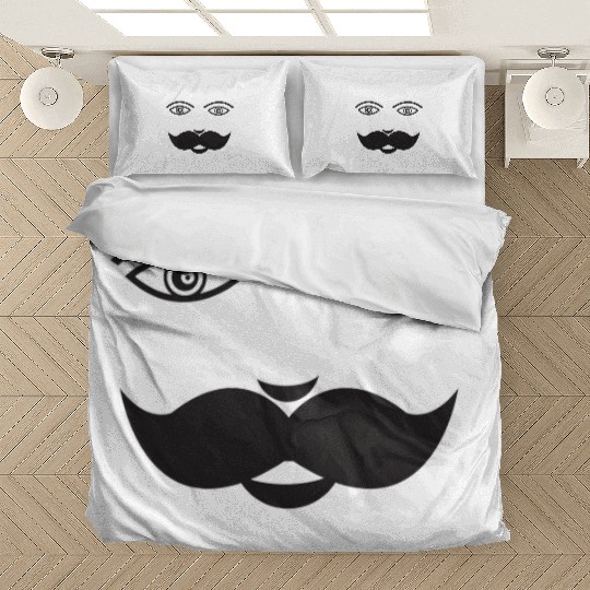 Whimsical Cat Face with Mustache Design Bedding Sets
