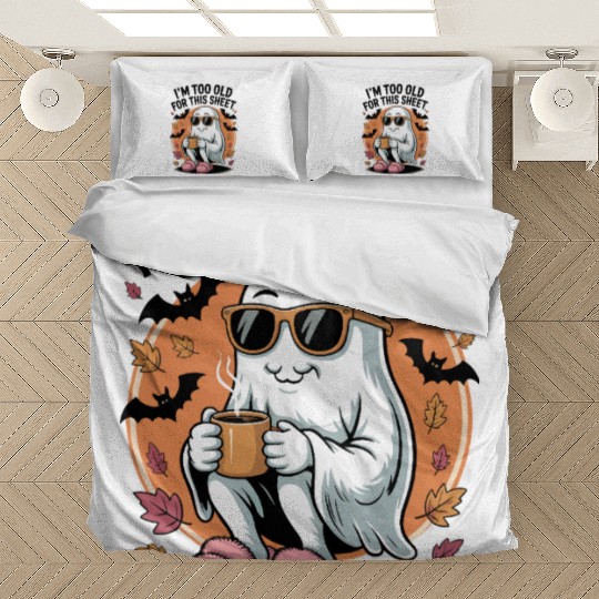 Cozy Ghost with Sunglasses and Coffee Bedding Sets