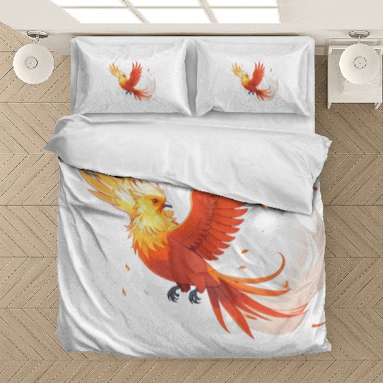 Fiery Mythical Phoenix Illustration Bedding Sets