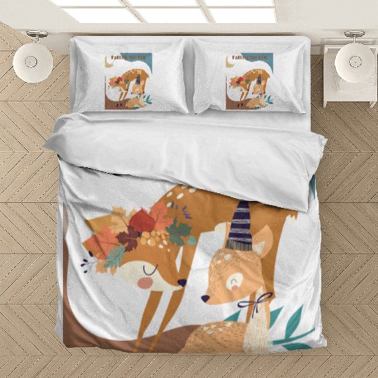 Autumn Deer Falling for Fall Bedding Sets