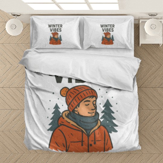 Winter Vibes Cozy Illustration Bedding Sets