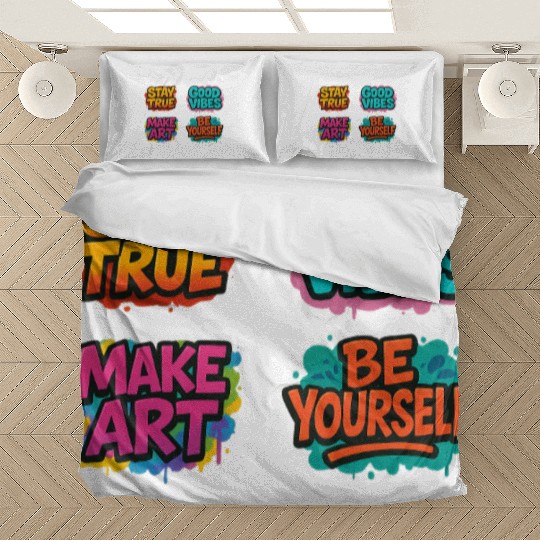 Vibrant Motivational Affirmation Designs Bedding Sets