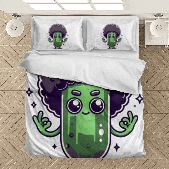 Whimsical Broccoli with Afro Hair Bedding Sets