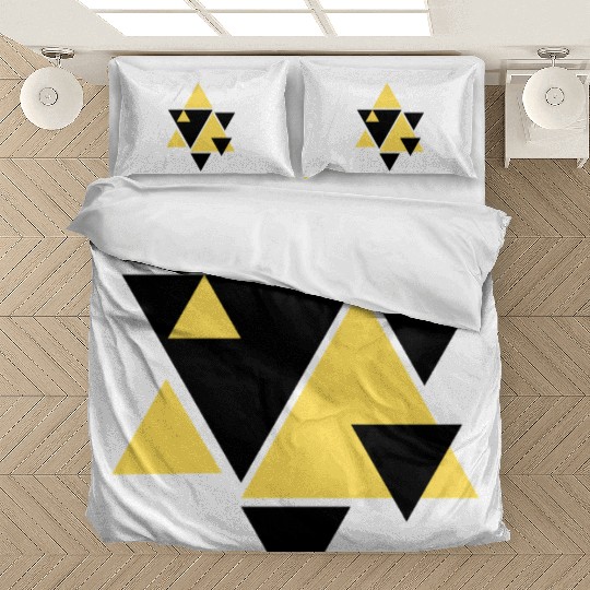 Geometric Golden Triangle Art Bedding Sets