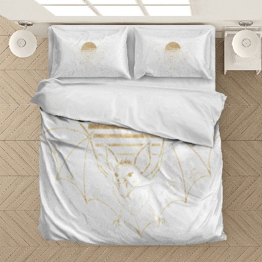 Retro Sunset Bat Silhouette with Full Moon Bedding Sets