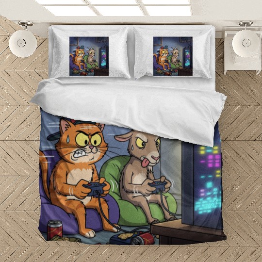 Gaming Cat VS Goat Bedding Sets