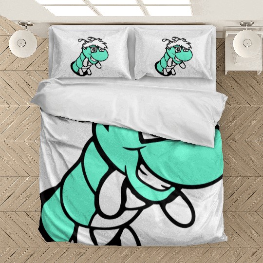 Nerd caterpillar peeks through hole Geek worm cool Bedding Sets