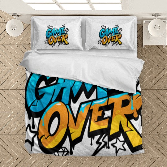 Vibrant Graffiti Game Over Design Bedding Sets
