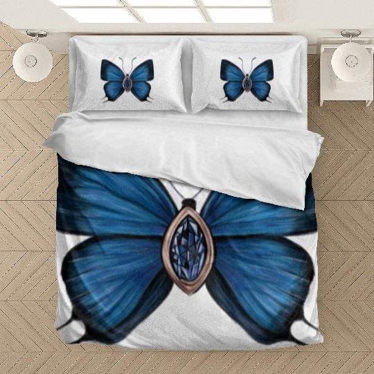 September Sapphire Blue Butterfly Gemstone Design Bedding Sets