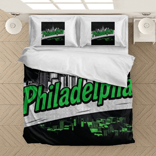 Philadelphia Skyline Neon Design Bedding Sets