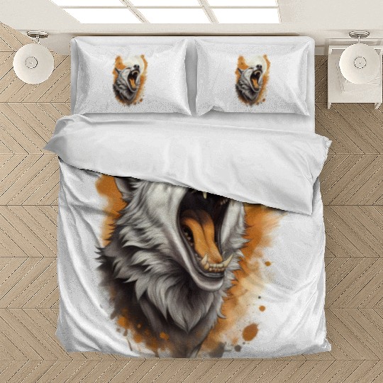 Howling Wolf Under Full Moon Bedding Sets