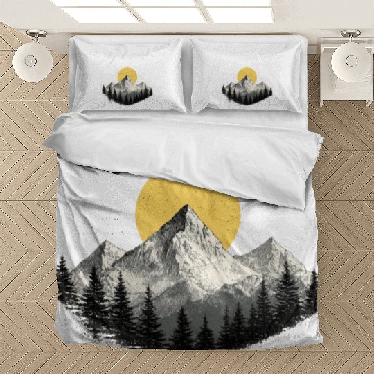 Mountain Silhouette with Full Moon Bedding Sets