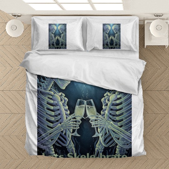 Celestial Skeleton Toasting Champagne Bedding Sets
