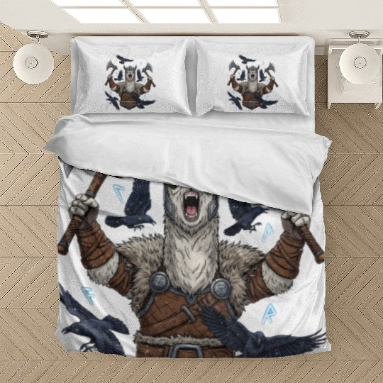 Viking Alpaca Warrior Illustration Bedding Sets