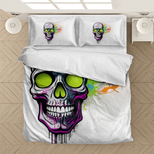 Neon Graffiti Skull Artwork Bedding Sets
