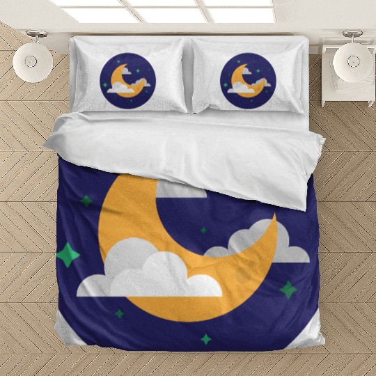 Dreamy Night Sky Crescent Design Bedding Sets