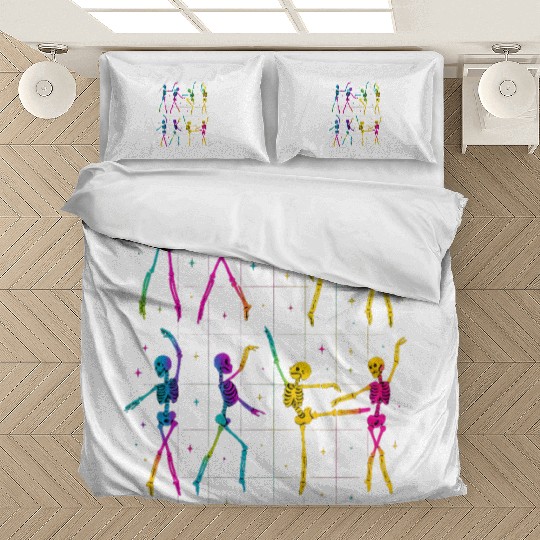 Funny Spooky Skeleton Ballet Poses Halloween Bedding Sets