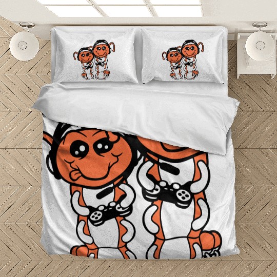 2 gamers caterpillar nerd gaming controller consol Bedding Sets