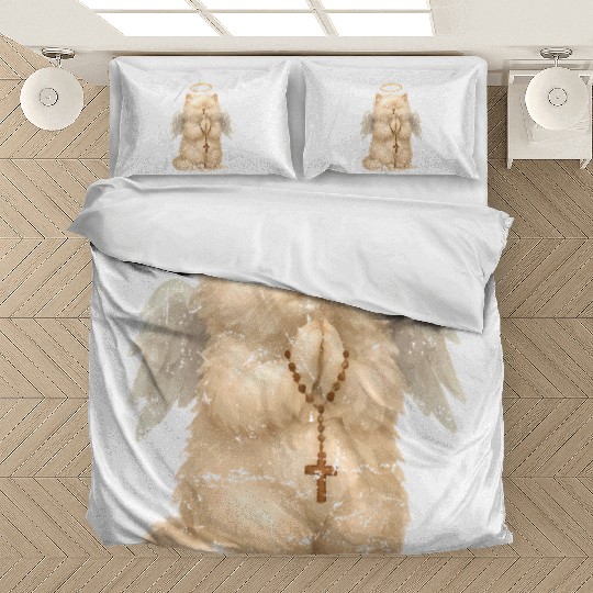 Heavenly Praying Cat with Angel Wings Bedding Sets