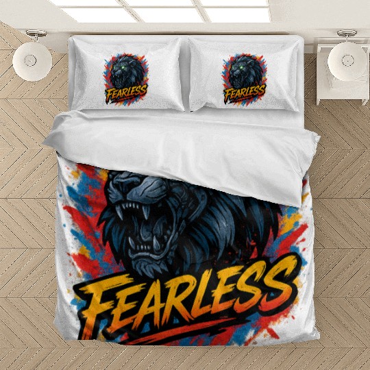 Fearless Lion with Neon Eyes Design Bedding Sets