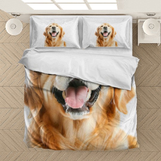 Joyful Golden Retriever Illustration Bedding Sets