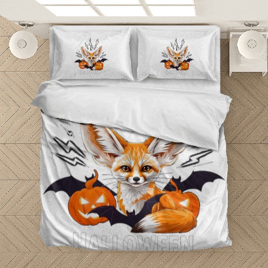 Whimsical Halloween Fox with Bat Wings Bedding Sets