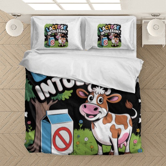 Lactose Intolerant Cow Cartoon  Funny  Bedding Sets