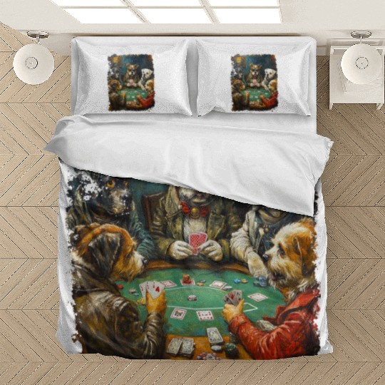 Playing Card Gambling Dog Playing Poker Cards Bedding Sets