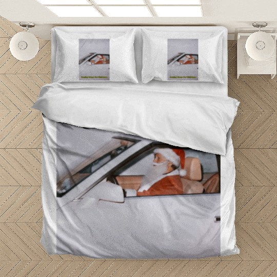 Santa's Joyful Ride Card Design Bedding Sets