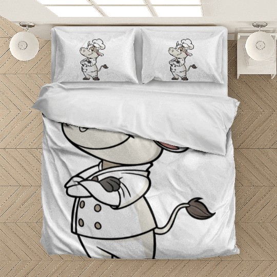 Charming Cow Chef Cartoon Illustration Bedding Sets