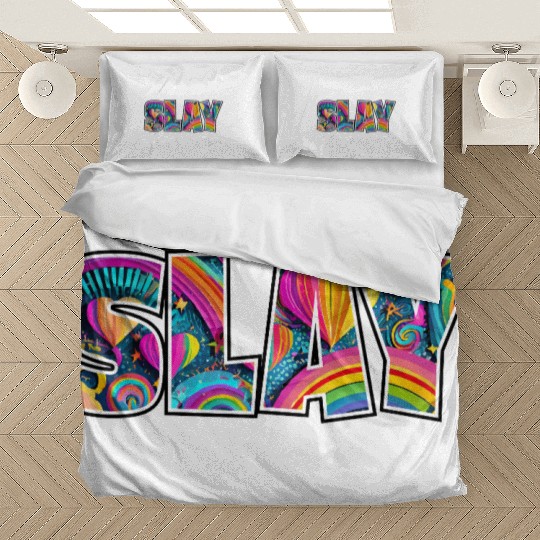 Heart Rainbow Slay Logo Bedding Sets