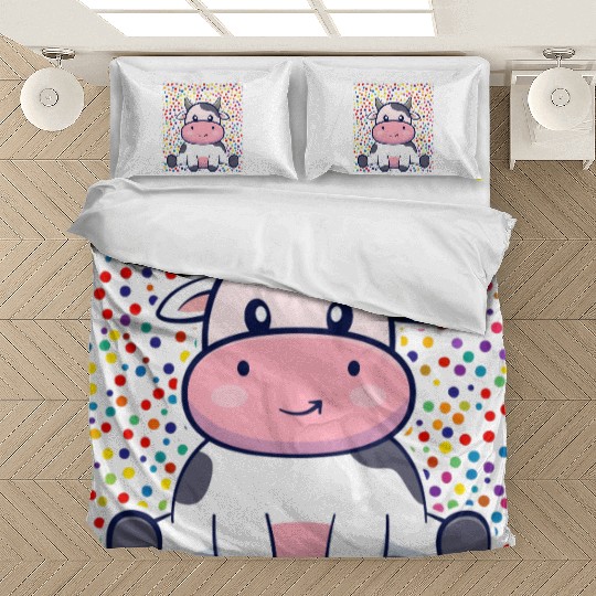Cute Cartoon Cow with Polka Dots Bedding Sets