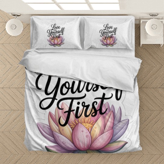 Inspirational Lotus Floral Affirmation Bedding Sets