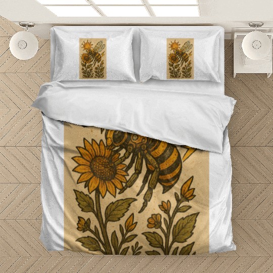 Sun and Bee Botanical Illustration Bedding Sets