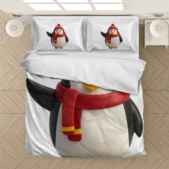Festive Penguin in Winter Gear Bedding Sets